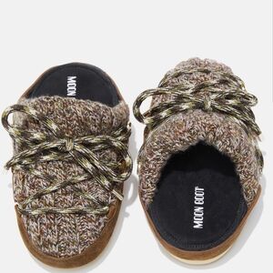Moon Boot Icon knit lace-up mules clogs Brown Moon Boot Mules